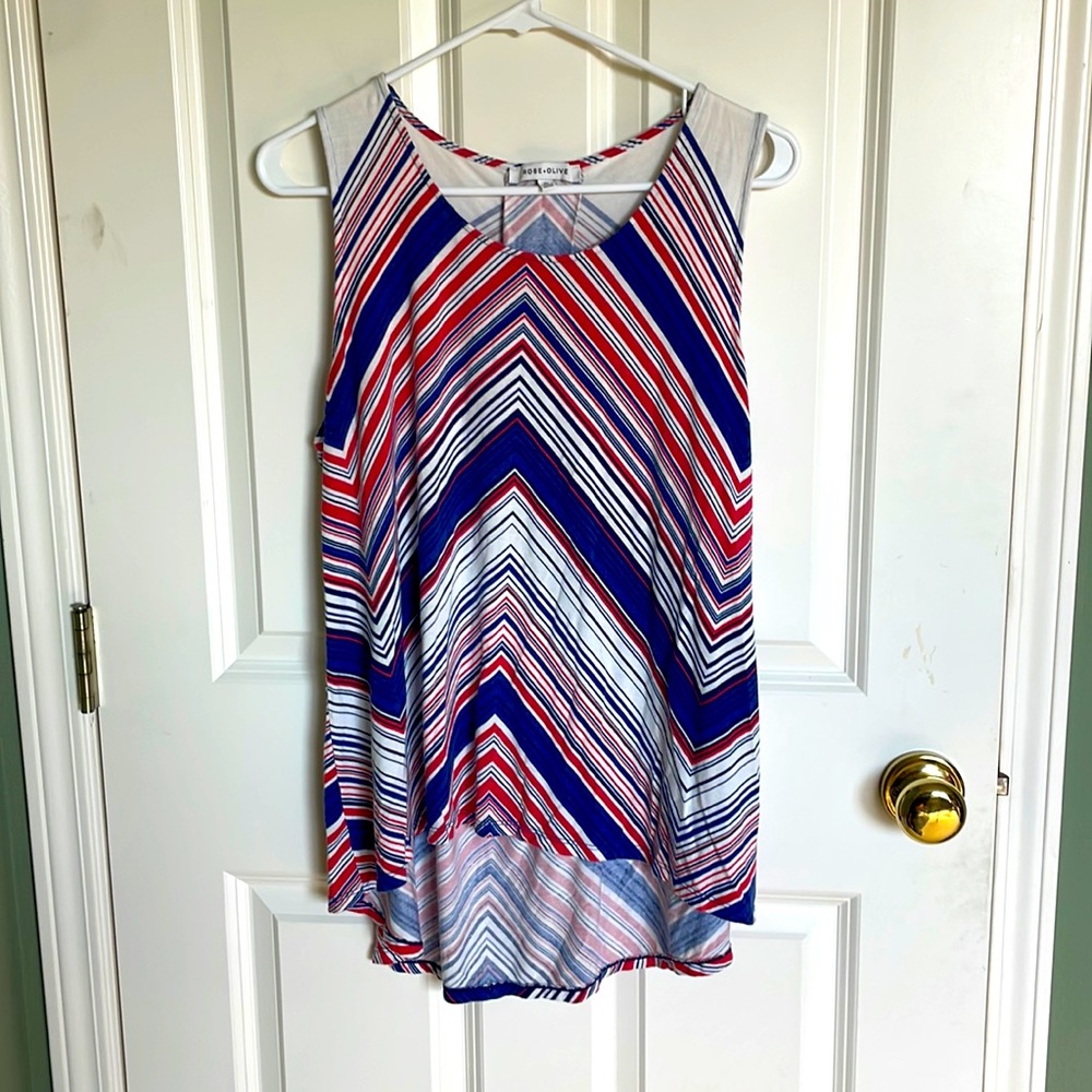 Rose & Olive Red, White & Blue Tank Top – Women’s XL